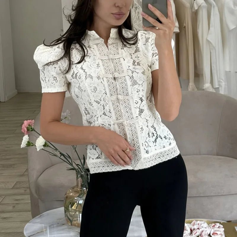 Cardigan Brielle en dentelle patchwork