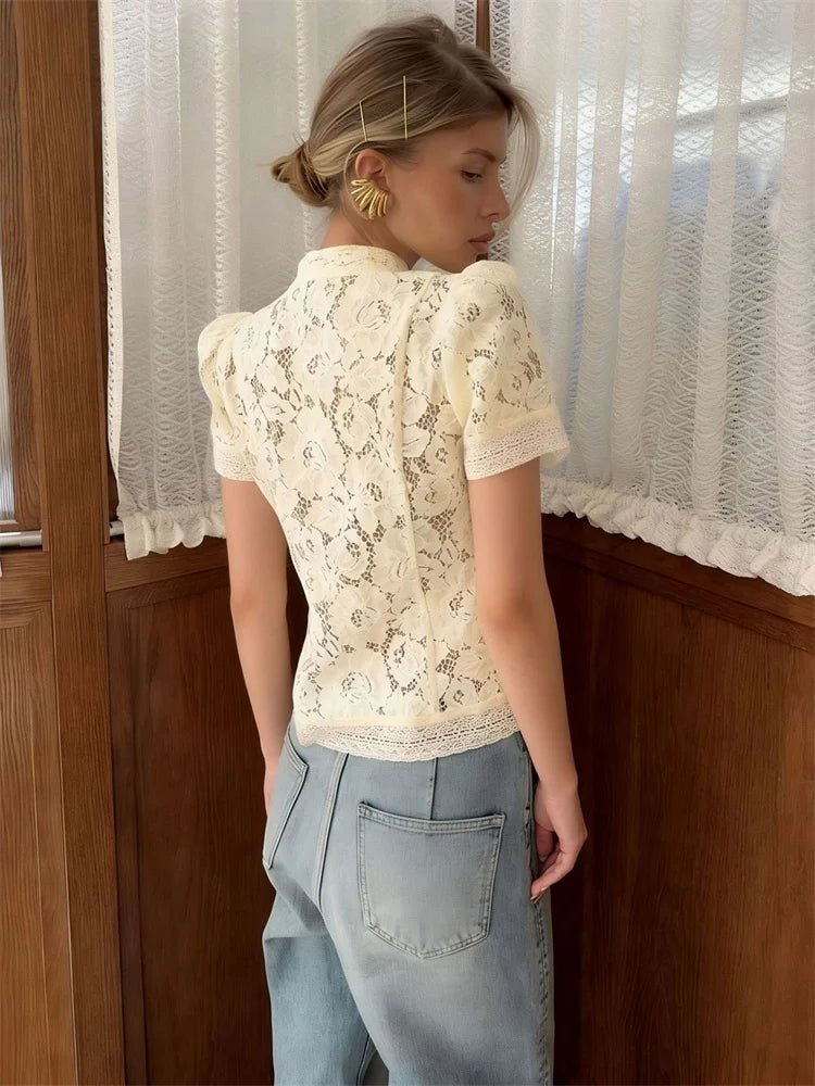 Cardigan Brielle en dentelle patchwork