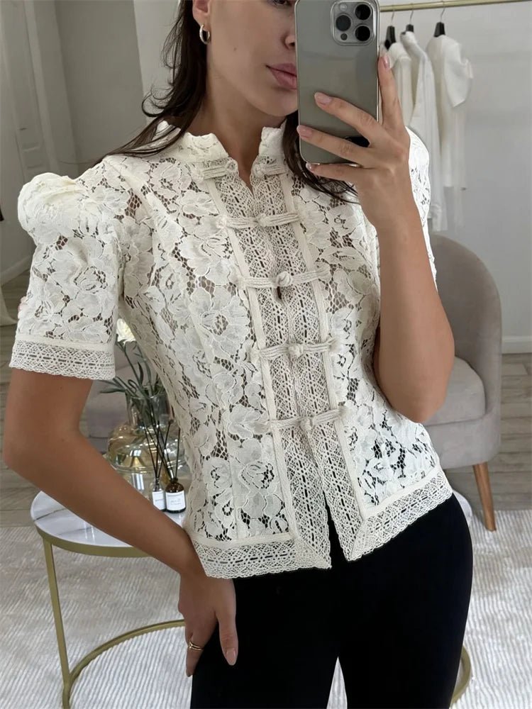 Cardigan Brielle en dentelle patchwork