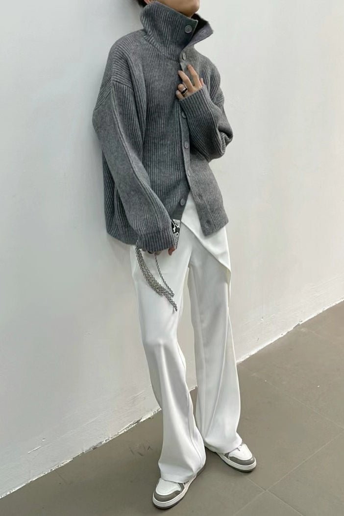 Cardigan femme côtelé à col cheminée