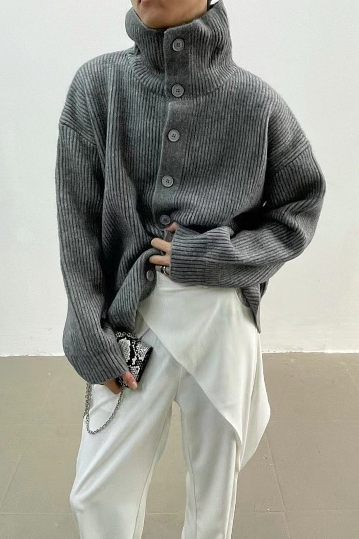 Cardigan femme côtelé à col cheminée