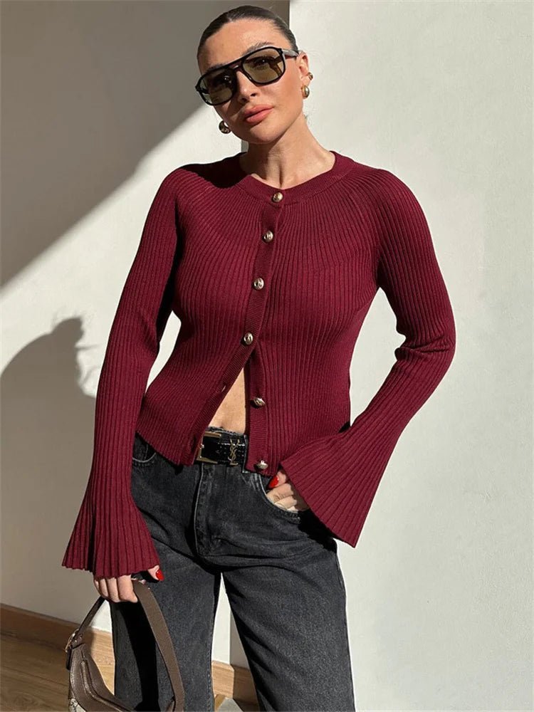 Cardigan Eloisa en maille côtelée à manches longues