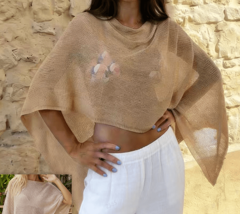 Haut asymétrique transparent style poncho