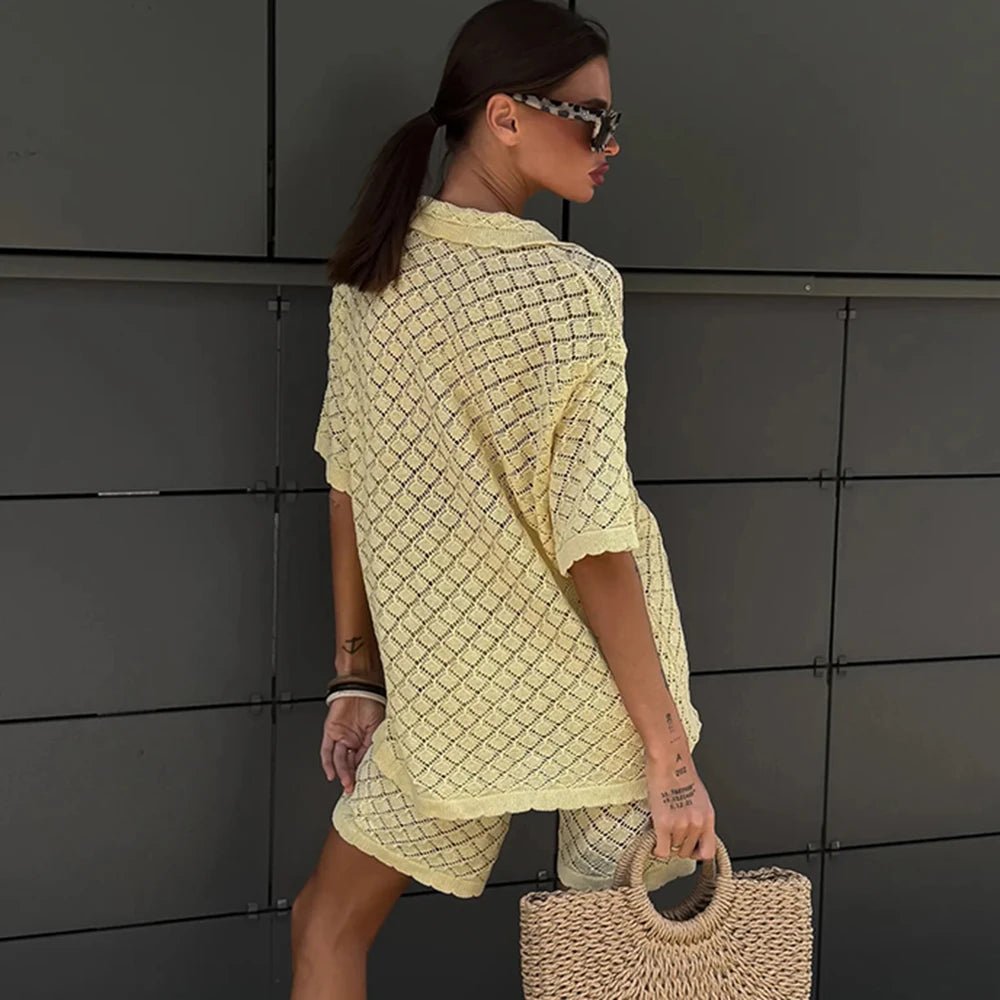 Ensemble cardigan et short en maille Selene