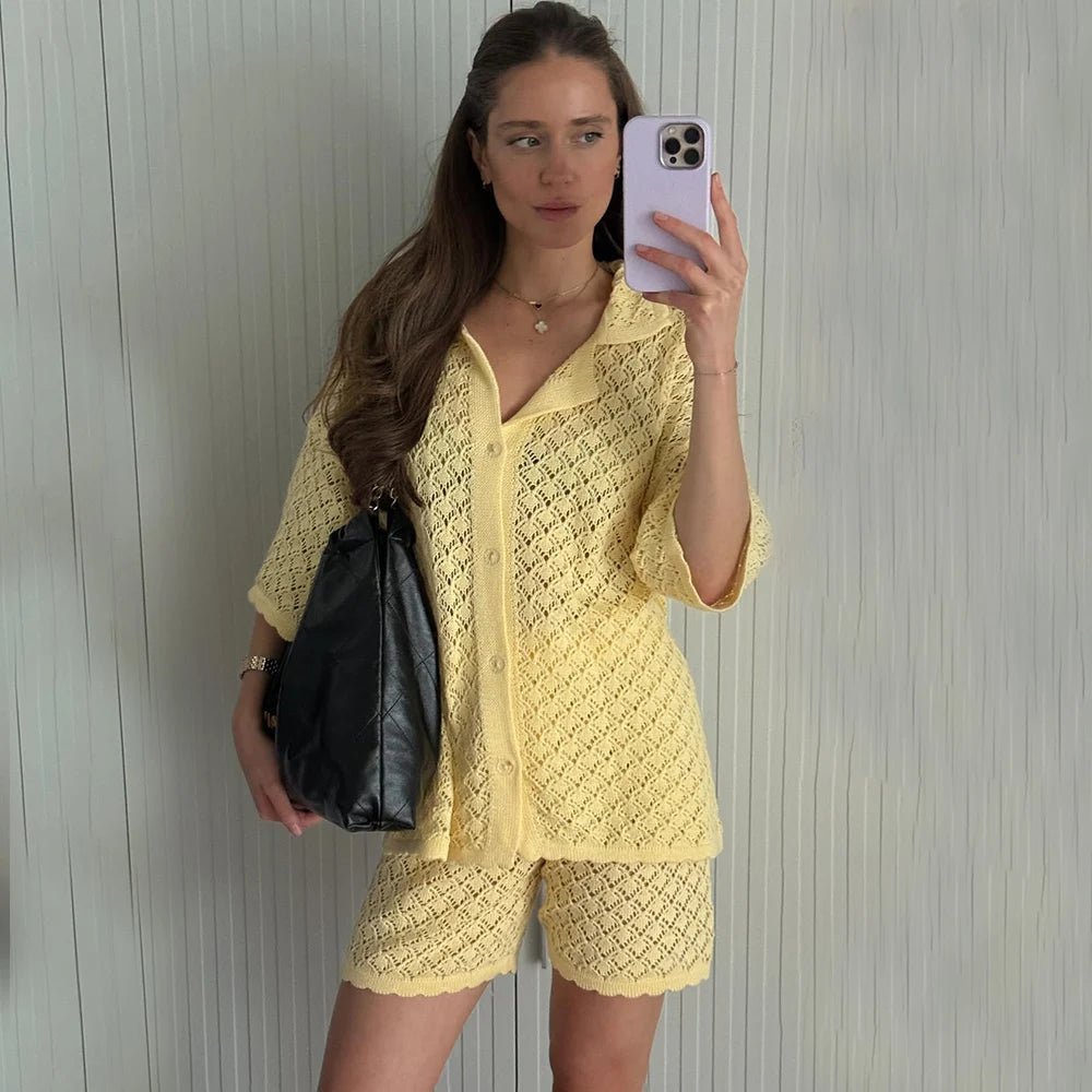 Ensemble cardigan et short en maille Selene