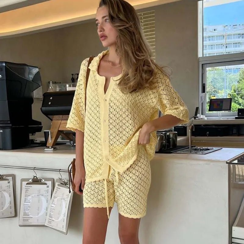 Ensemble cardigan et short en maille Selene
