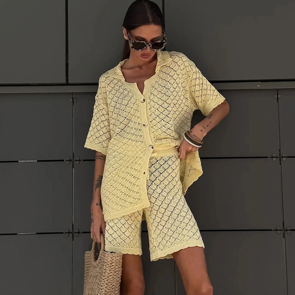 Ensemble cardigan et short en maille Selene