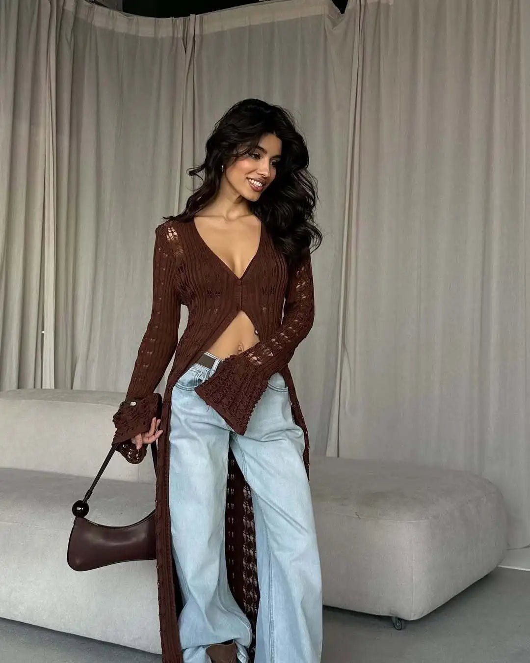 Cardigan Elena en maille ajourée