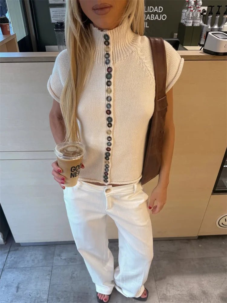 Nadia top cardigan en maille côtelée