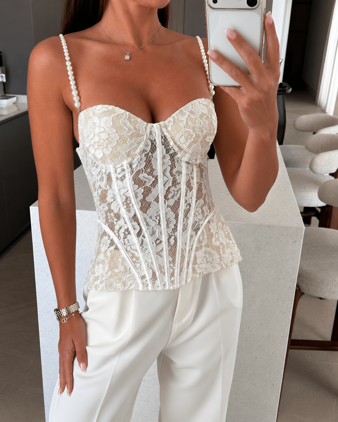 Top bustier en dentelle transparente Aneyla