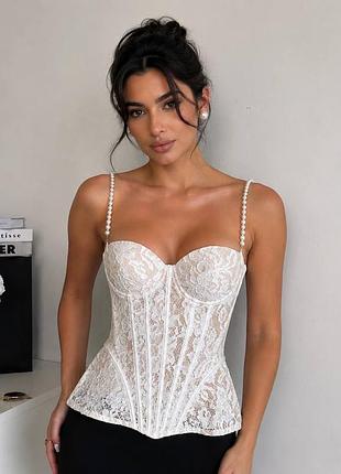 Top bustier en dentelle transparente Aneyla
