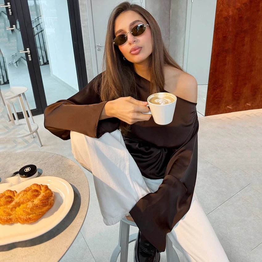 Blouse en satin avec nœud dans le dos Penelope
