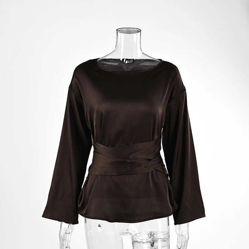 Blouse en satin avec nœud dans le dos Penelope