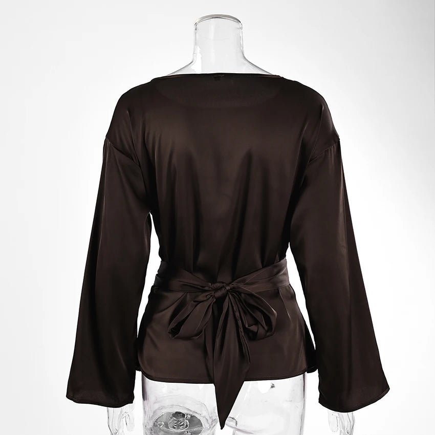 Blouse en satin avec nœud dans le dos Penelope