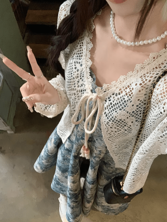 Camila : sortie de plage en crochet avec cordon de serrage