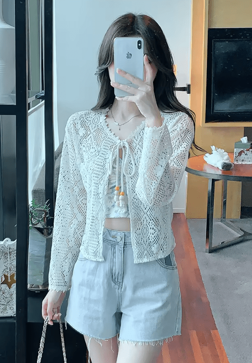Camila : sortie de plage en crochet avec cordon de serrage