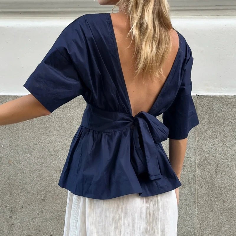 Blouse Cécile à volants et dos nu