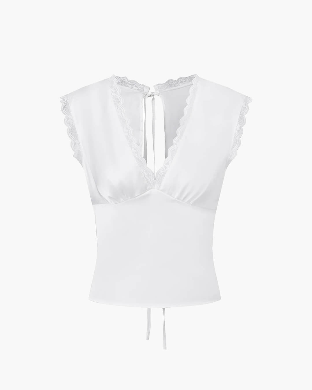 Top Francesca en satin à décolleté plongeant