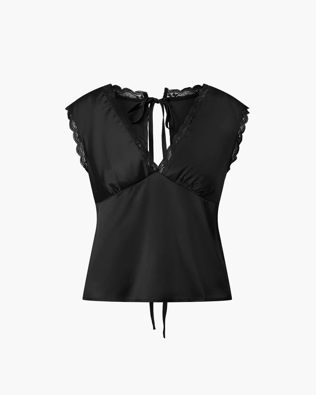 Top Francesca en satin à décolleté plongeant