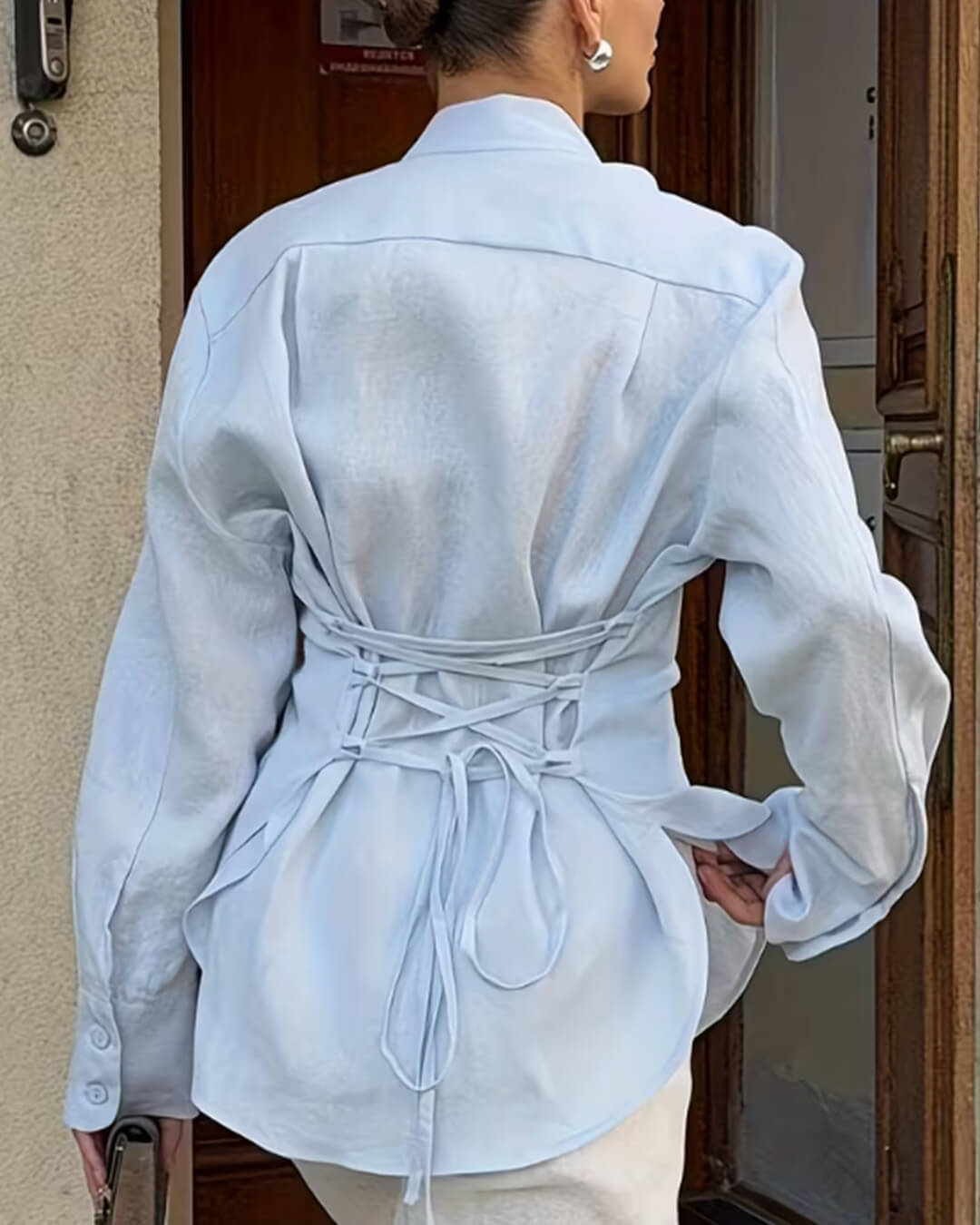 Blouse à manches longues avec nœud dans le dos Harper