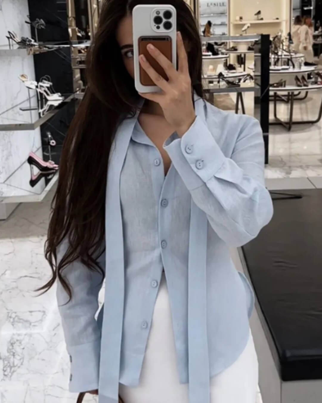 Blouse à manches longues avec nœud dans le dos Harper