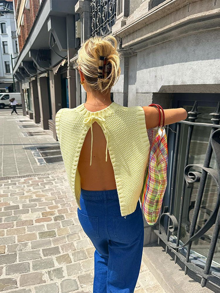 Top en maille dos nu Aedla sans manches