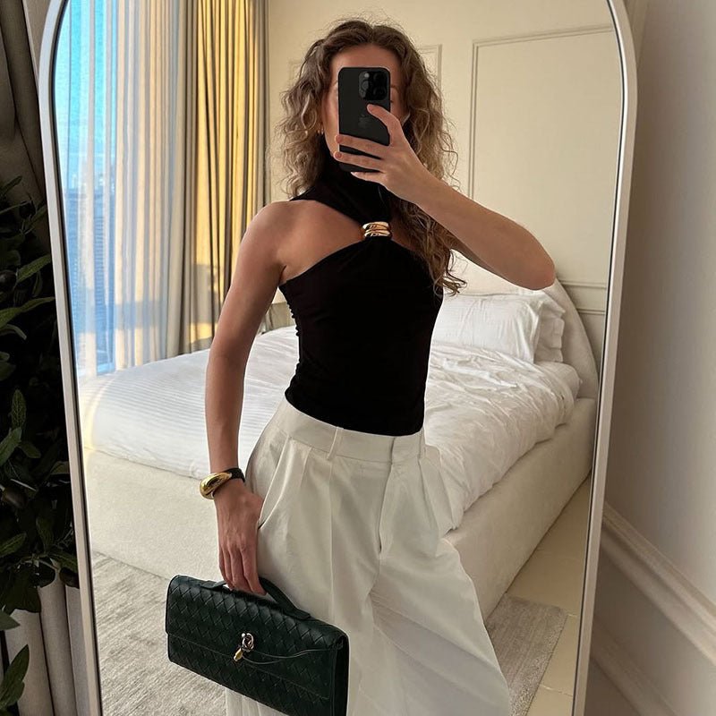 Top dos nu Aelmira avec détail doré
