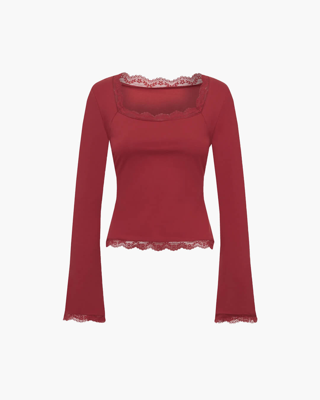 Blouse Jackie en dentelle avec décolleté carré