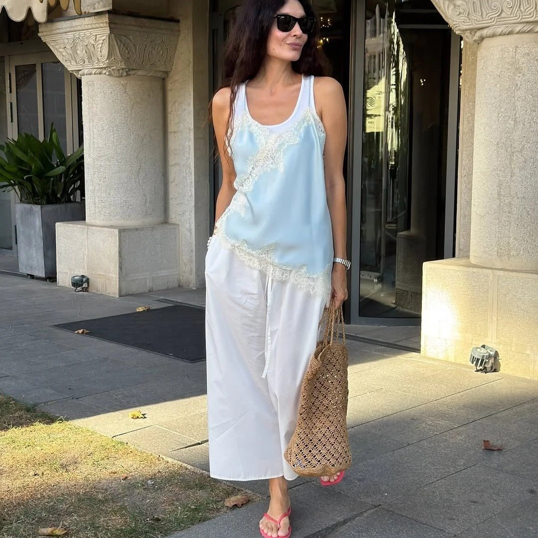 Top asymétrique en satin Kara