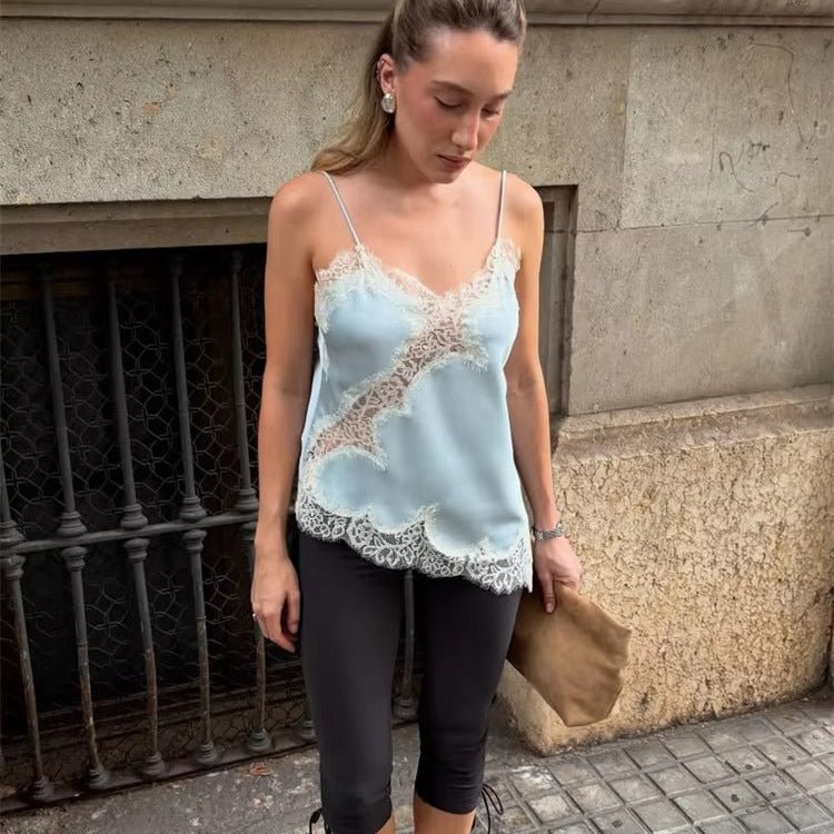 Top asymétrique en satin Kara