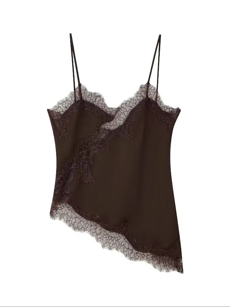 Top asymétrique en satin Kara