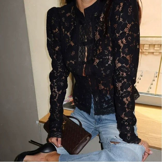 Blouse Katalina en dentelle à manches bouffantes