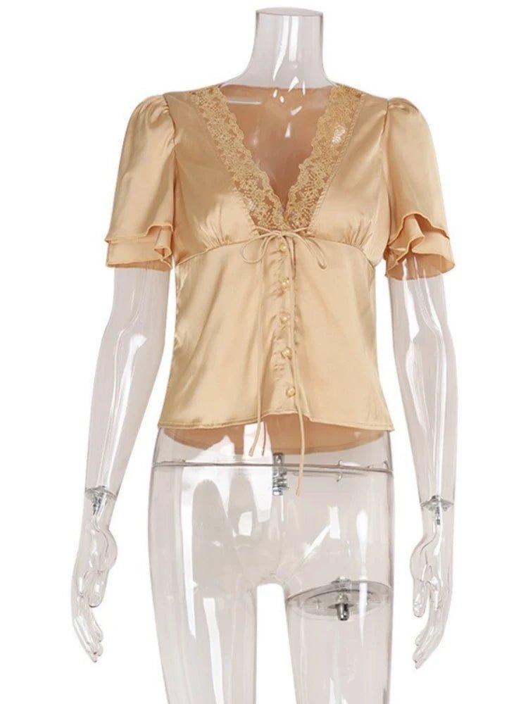 Blouse en dentelle satinée Nathalie