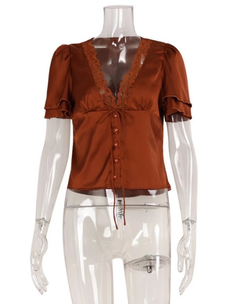 Blouse en dentelle satinée Nathalie