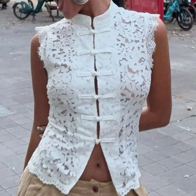 Top Odessa sans manches en dentelle