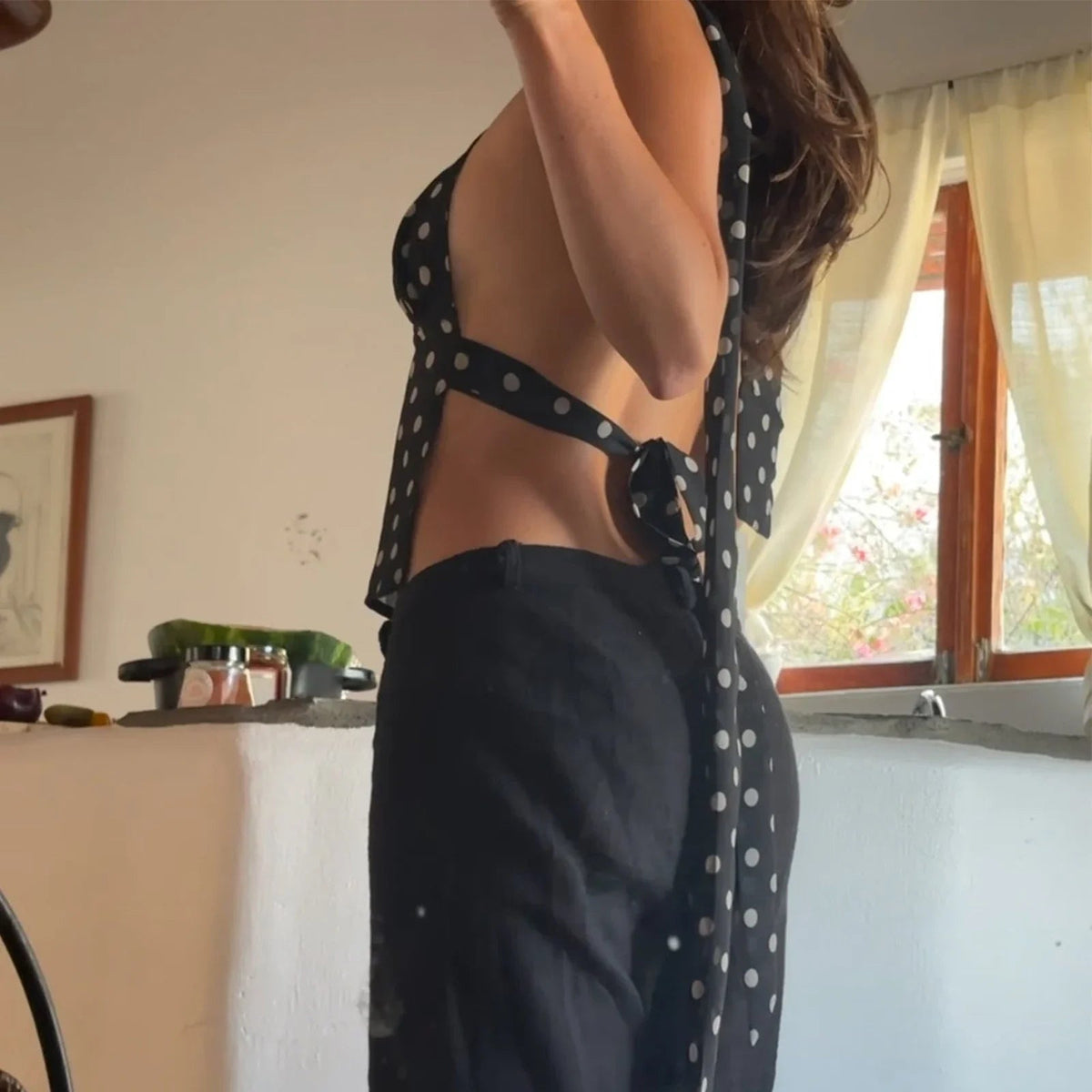 Ruffa – Top caraco dos nu à pois