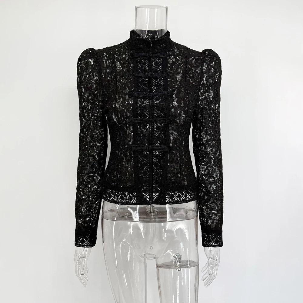 Blouse en dentelle à manches longues Suzan