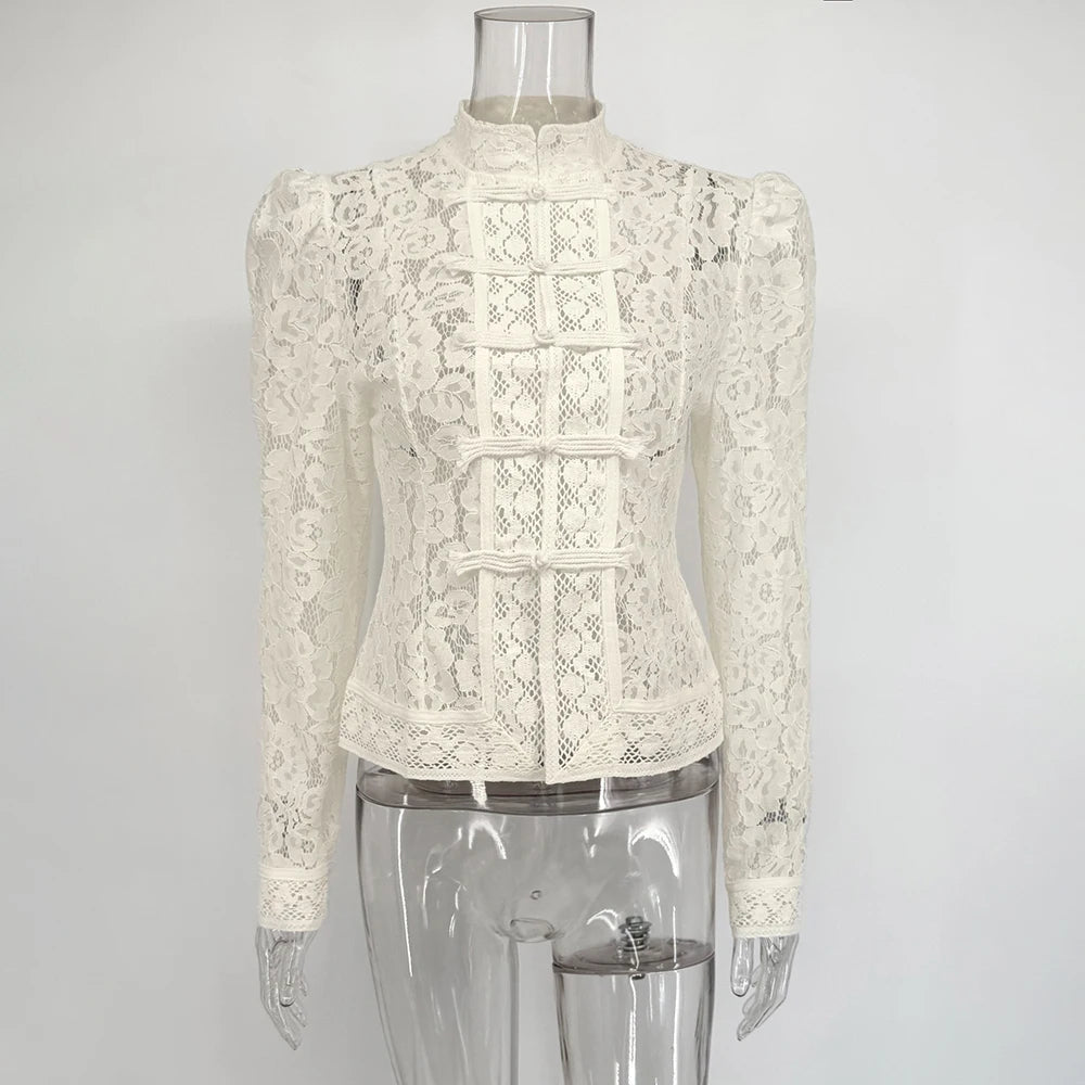 Blouse en dentelle à manches longues Suzan