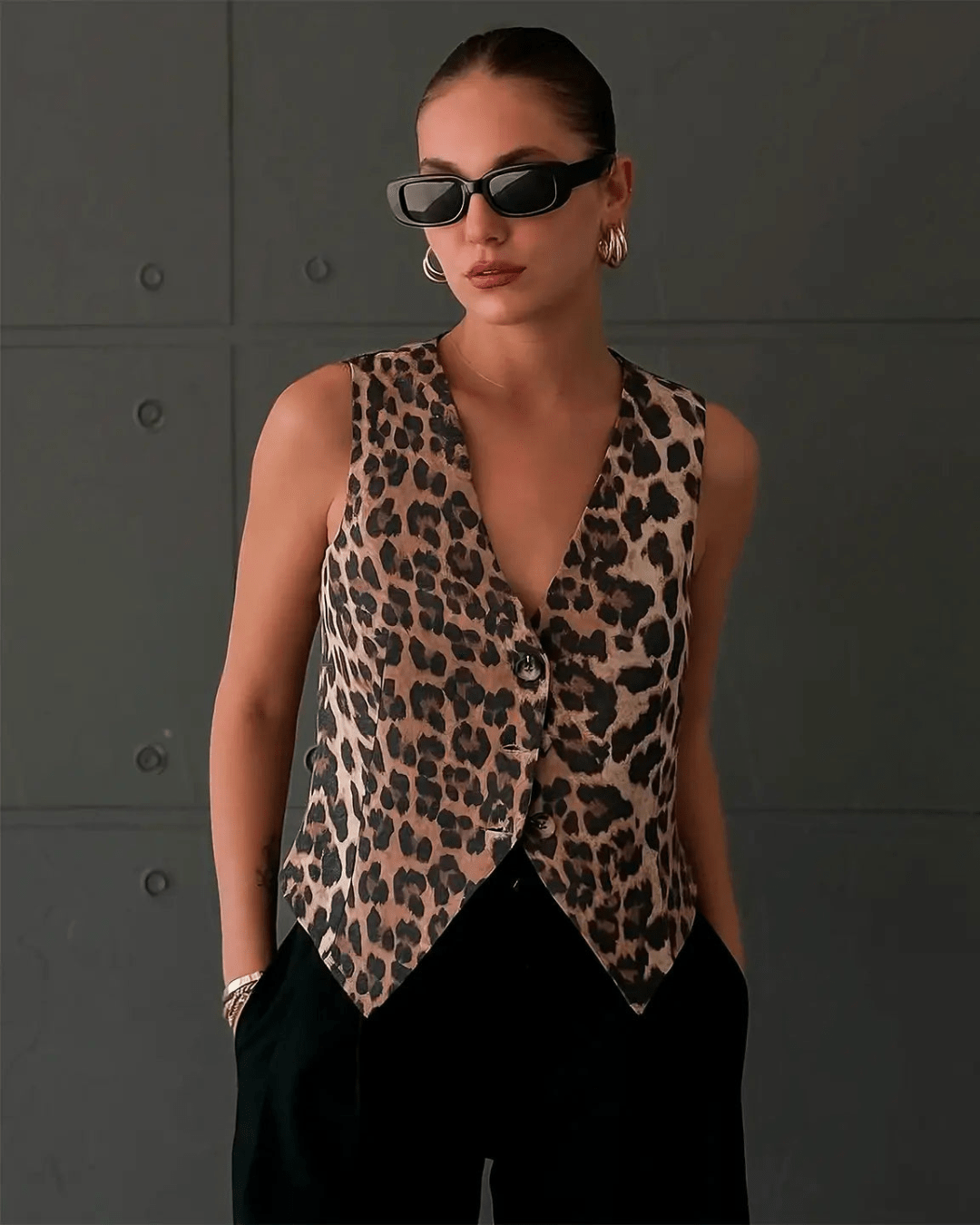 Gilet à imprimé léopard Bianca