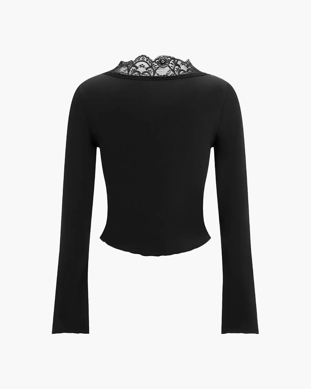 Blouse Julia à manches longues avec détail en dentelle