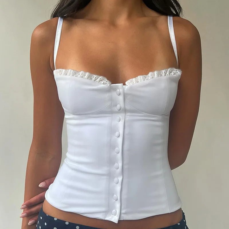 Top corset Viviana en dentelle patchwork