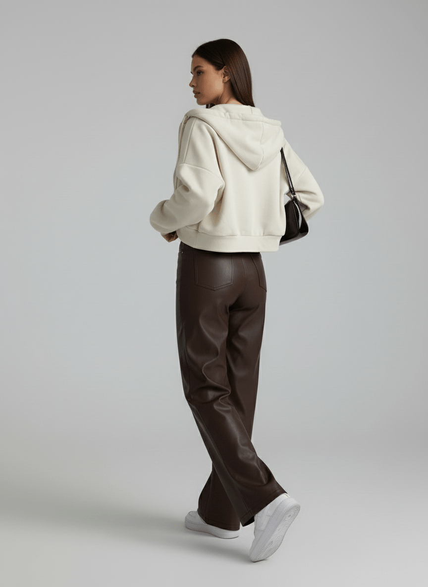 Pantalon classique en cuir Cassy