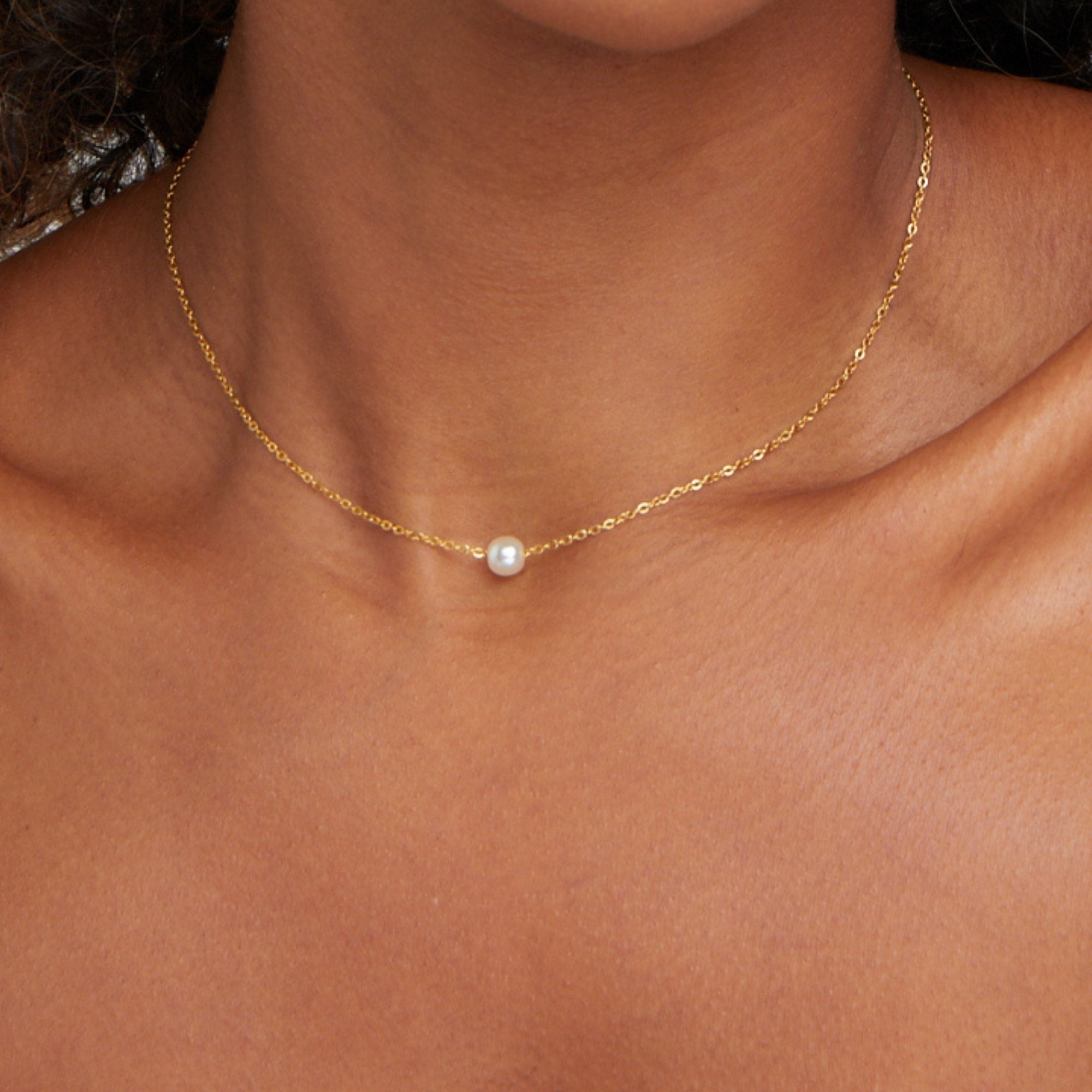 Collier Solitaire Perle Dorée