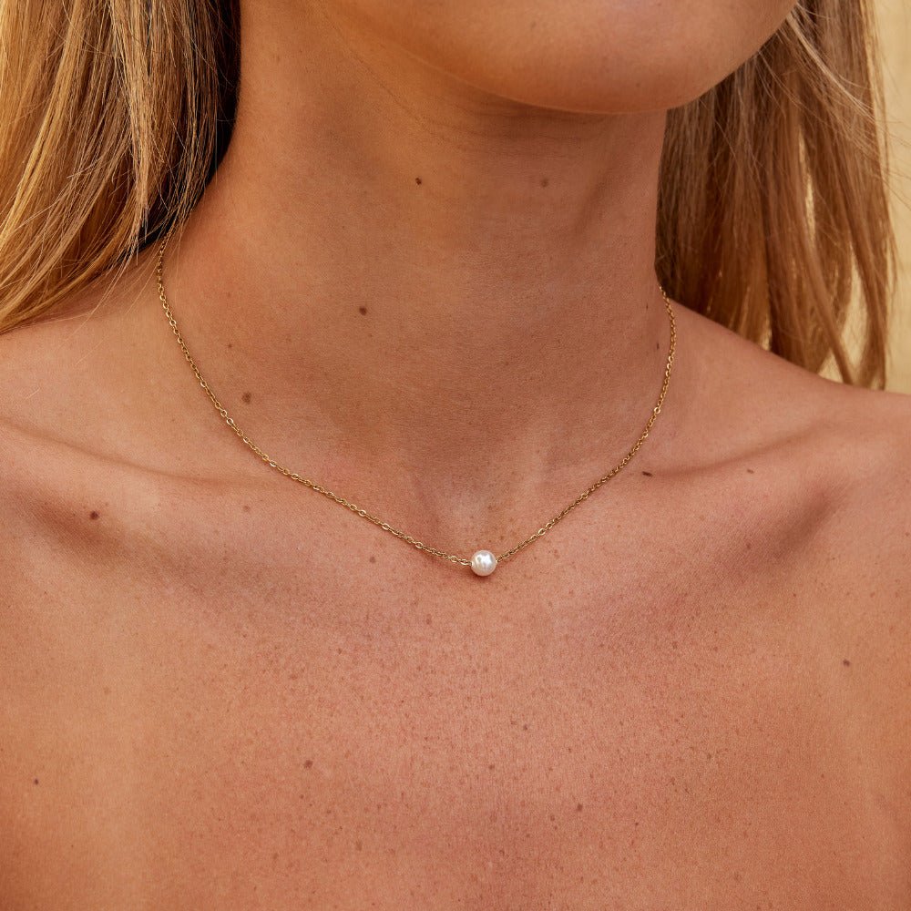 Collier Solitaire Perle Dorée