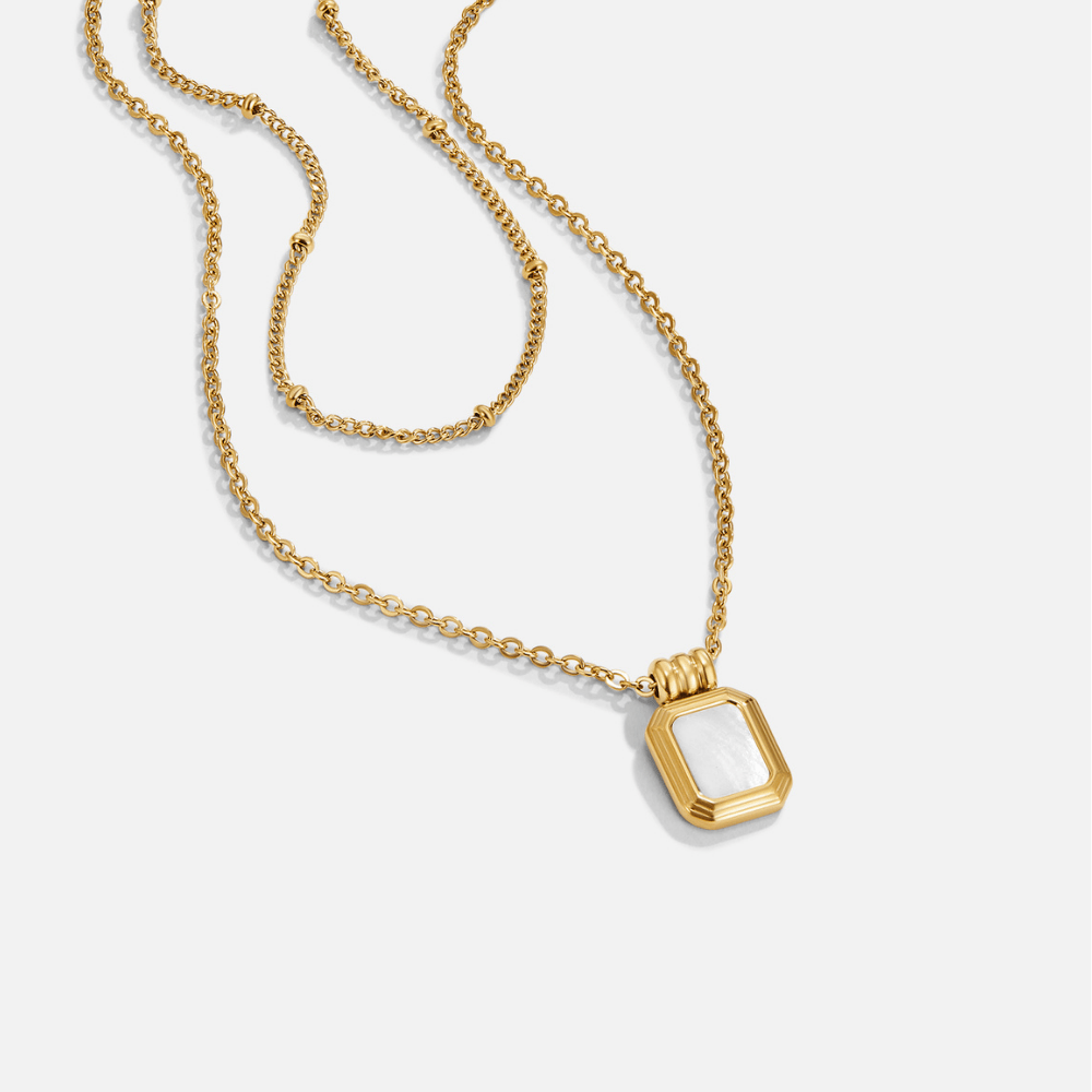 Collier Pendentif Blanc Multi-Rangs