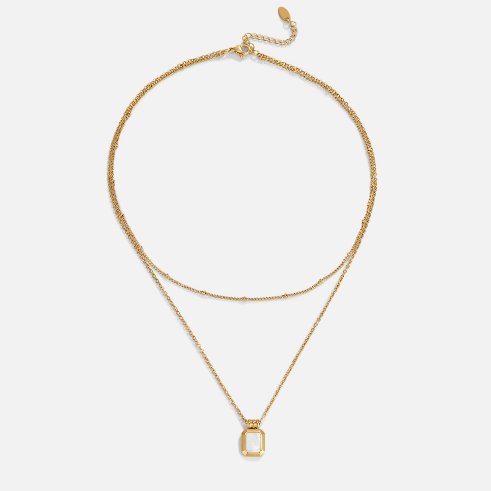 Collier Pendentif Blanc Multi-Rangs