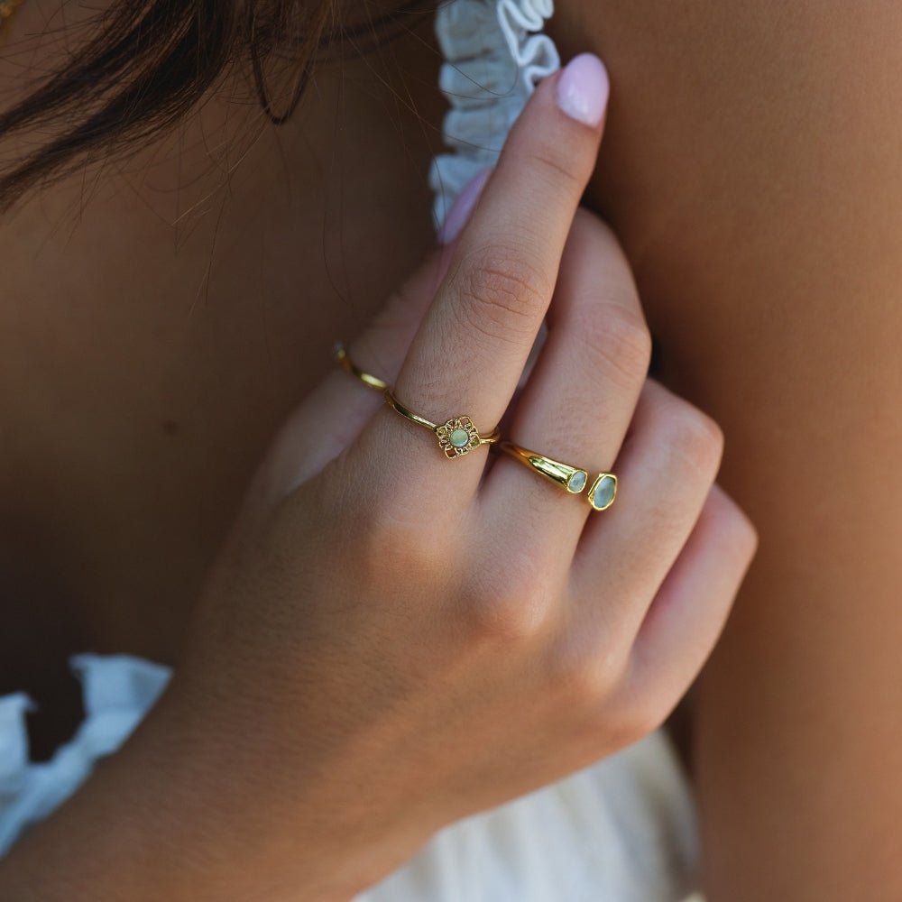 Bague Vintage Fleur de Lotus Opale