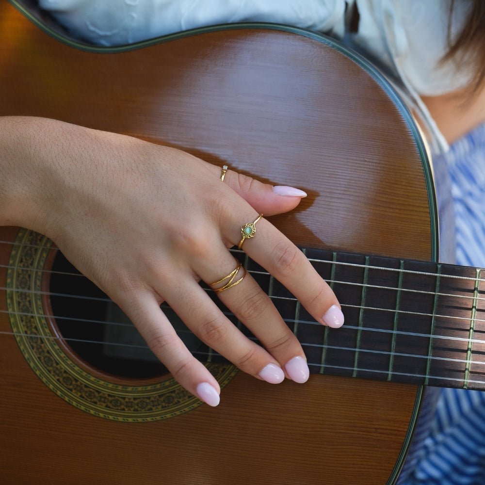 Bague Vintage Fleur de Lotus Opale