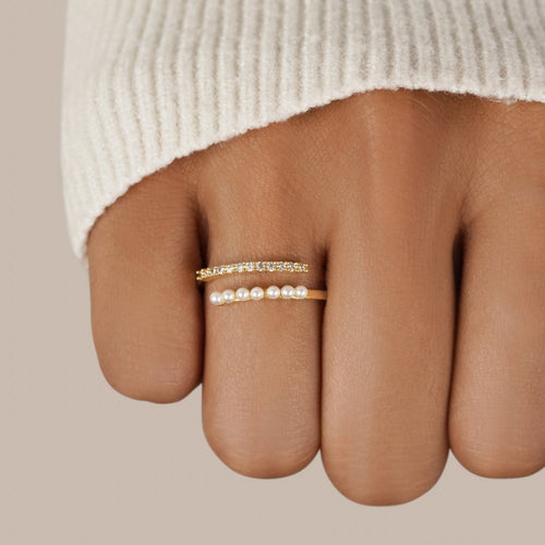Ring „Wrap Me“ mit Perle und Kristall