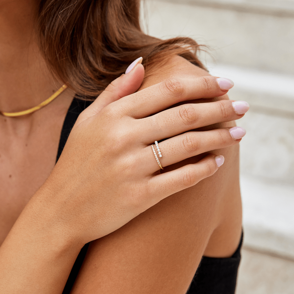 Bague « Wrap Me » Perle et Cristal